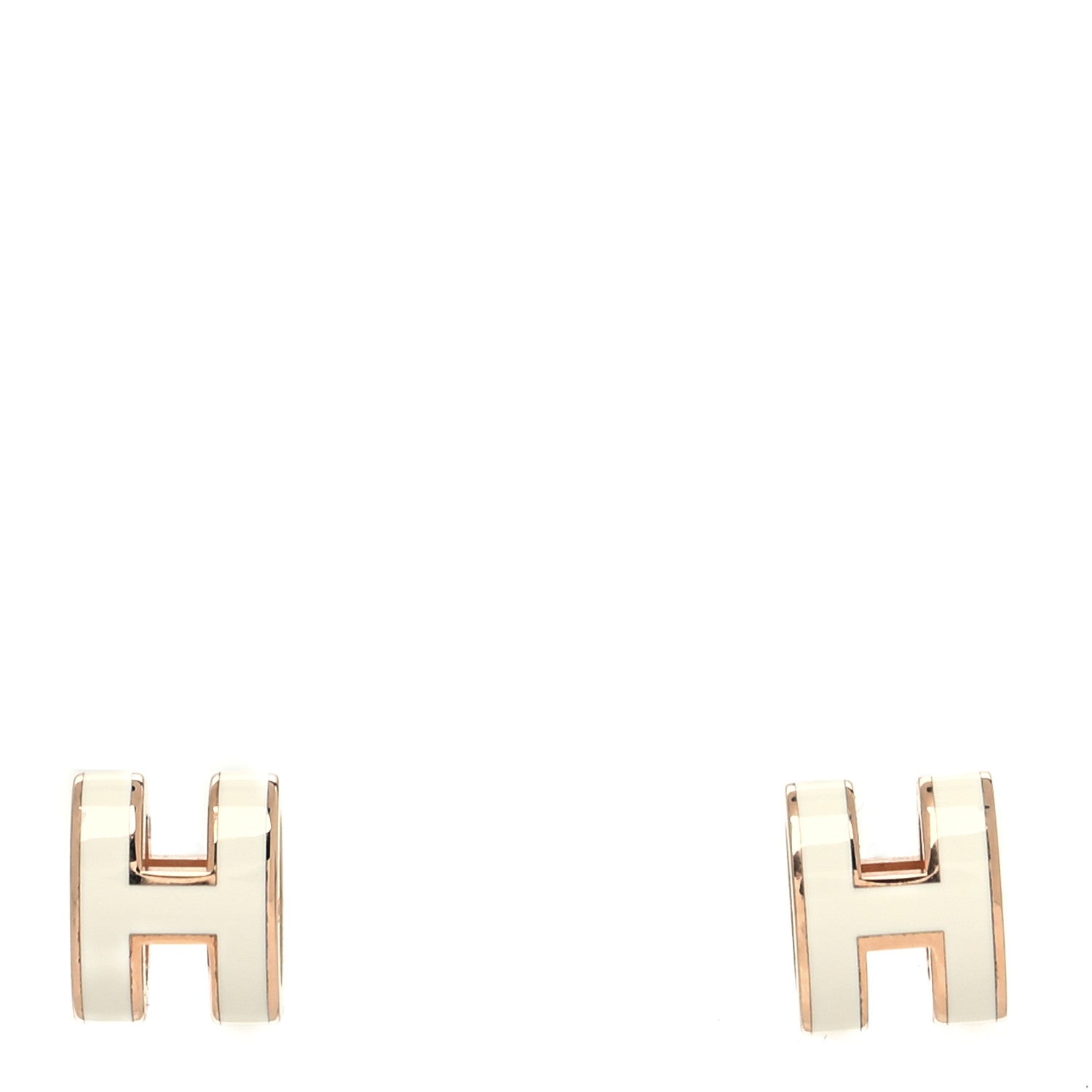 Hermes Rose Gold Lacquered Mini Pop H Earrings White 1 of 5