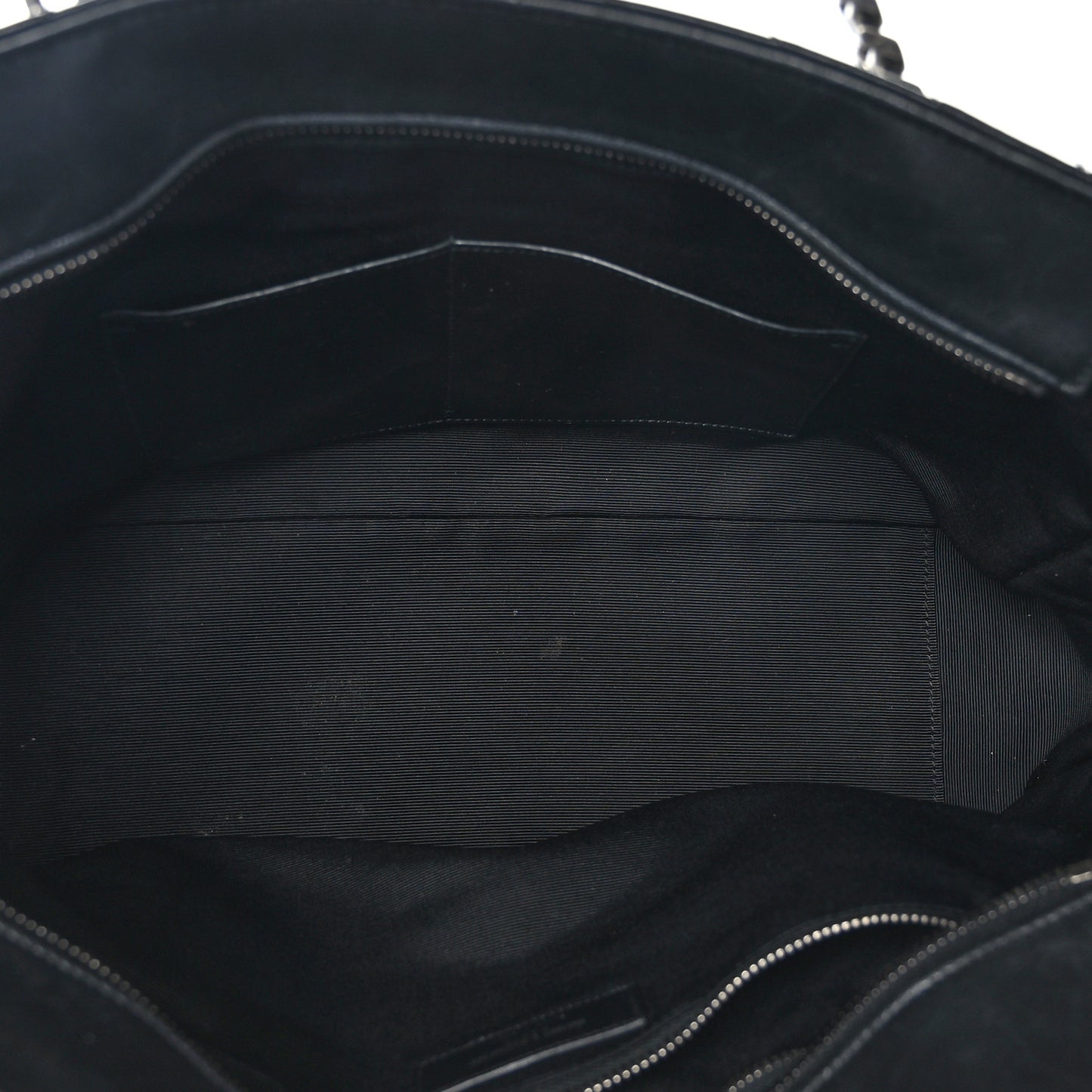 Sheepskin Matelasse Chevron Large Monogram Shopping Bag Black