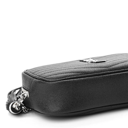 Saint Laurent Grain De Poudre Matelasse Monogram Mini Lou Camera Bag Black 8 of 9
