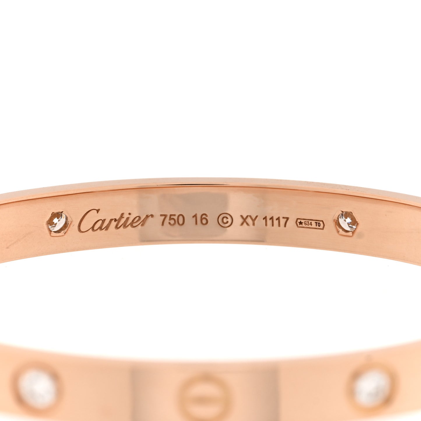 18K Pink Gold 4 Diamond LOVE Bracelet 16