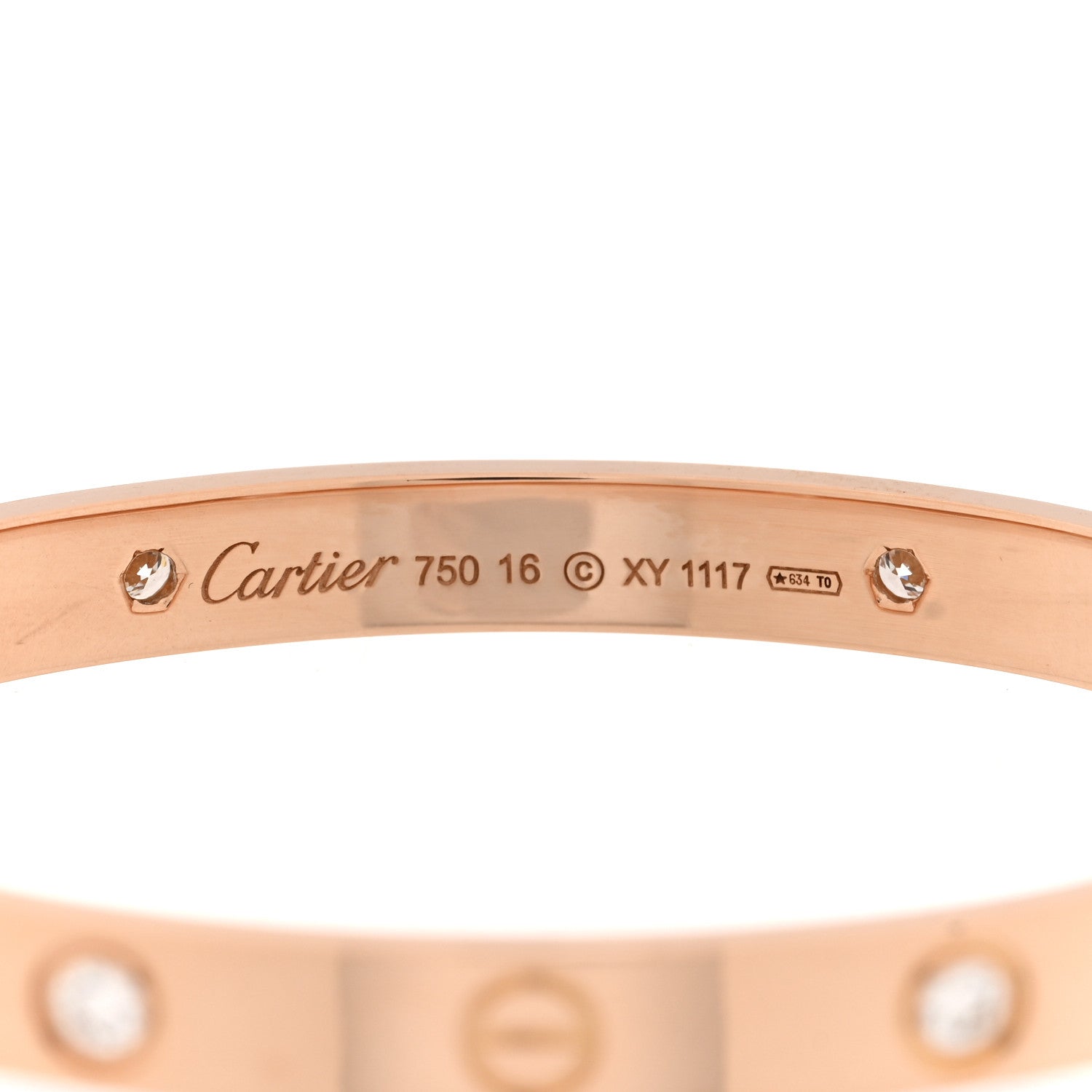 Cartier 18K Pink Gold 4 Diamond LOVE Bracelet 16 3 of 4