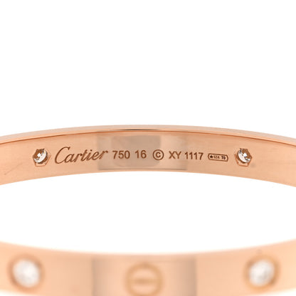 Cartier 18K Pink Gold 4 Diamond LOVE Bracelet 16 3 of 4