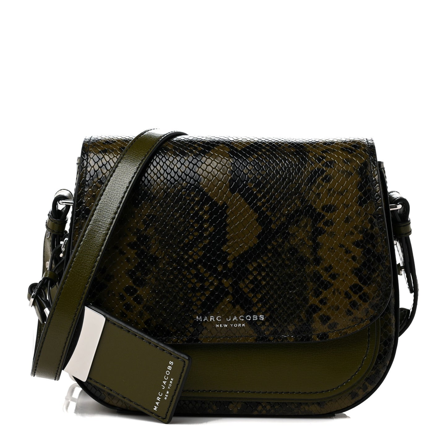 Snakeskin Embossed Mini Rider Crossbody Dark Martini Olive Green