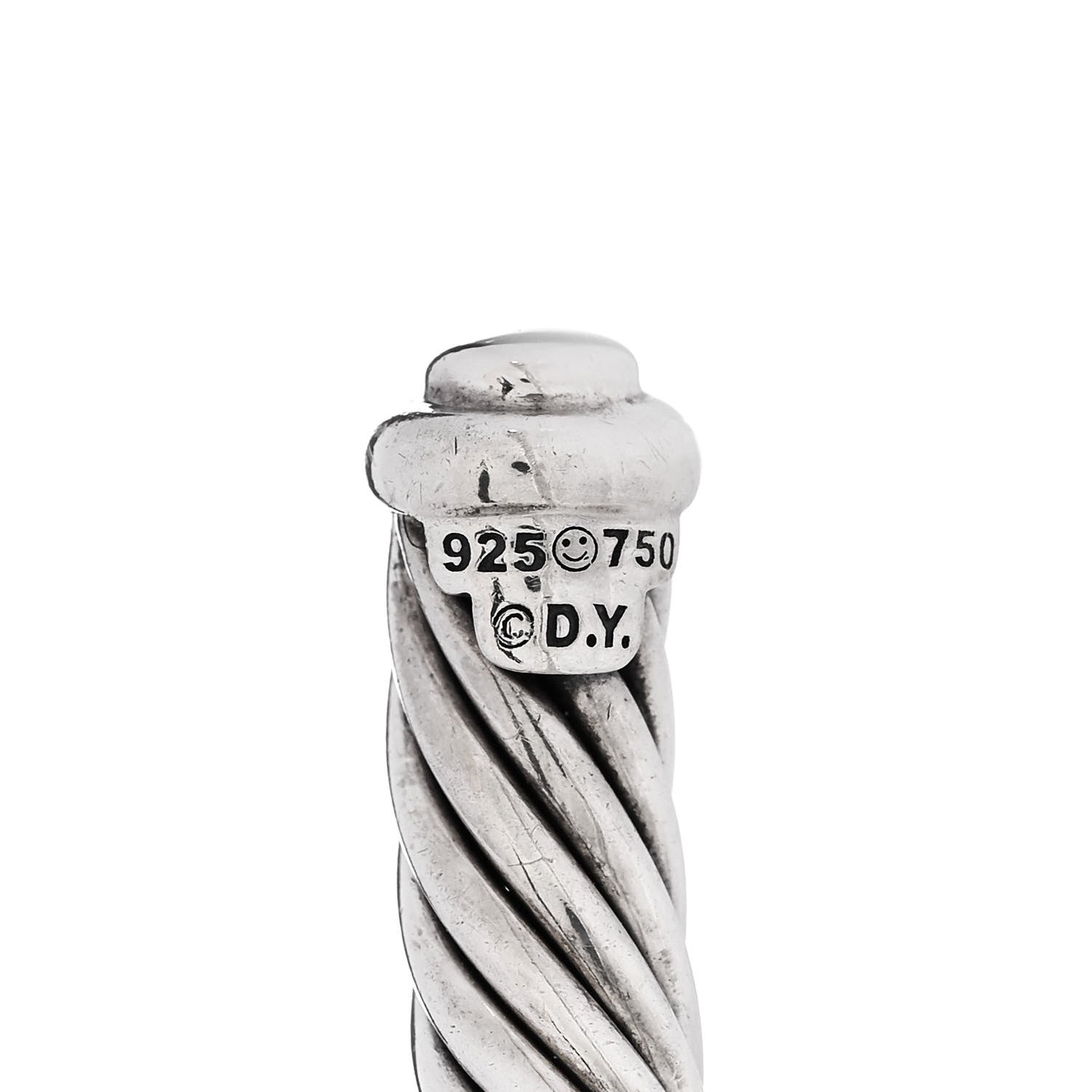 David Yurman Sterling Silver 18K White Gold Diamond 7mm Cable Classics Station Bracelet 4 of 4