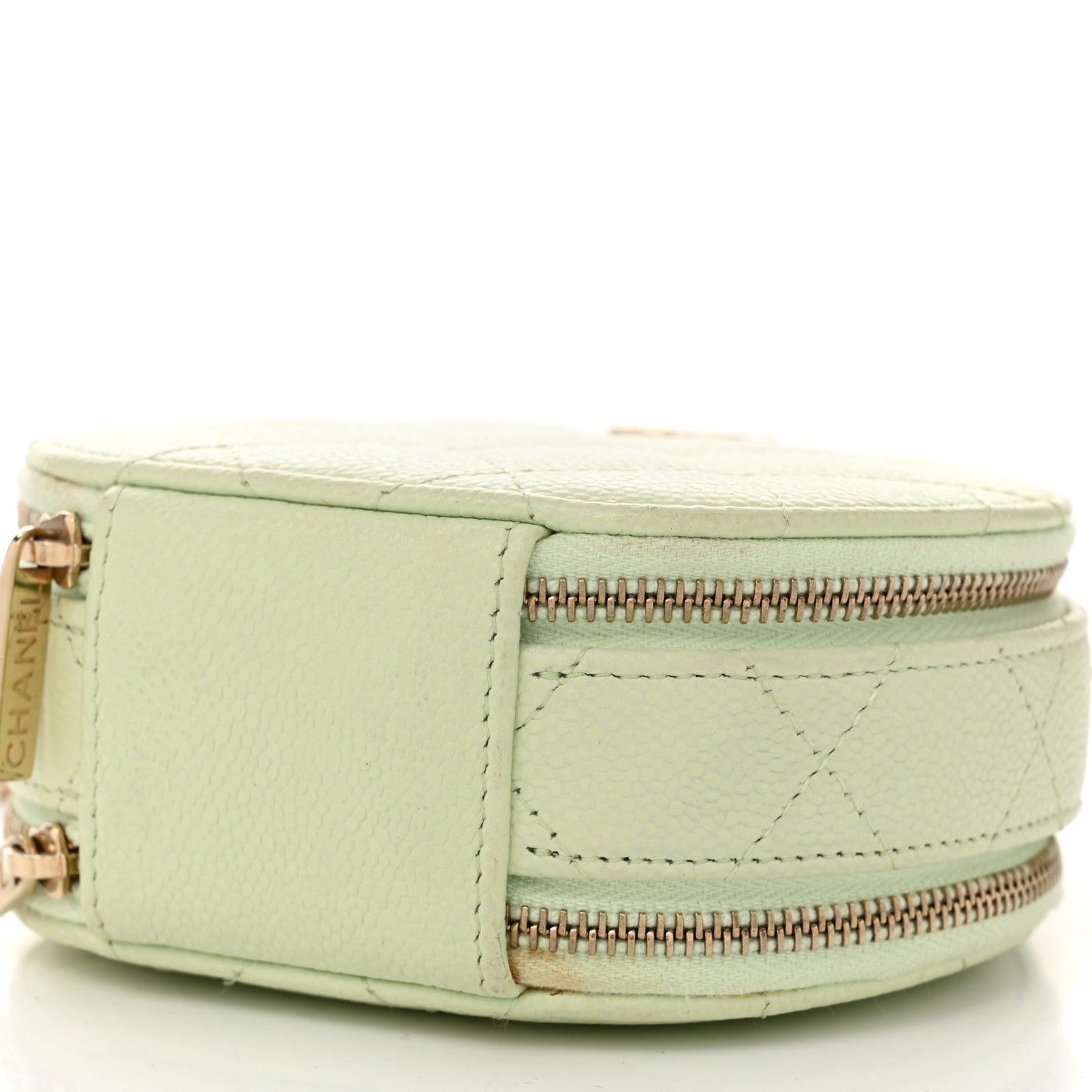 Chanel Caviar Quilted Round Handle With Care Vanity With Chain Light Green 11 of 12