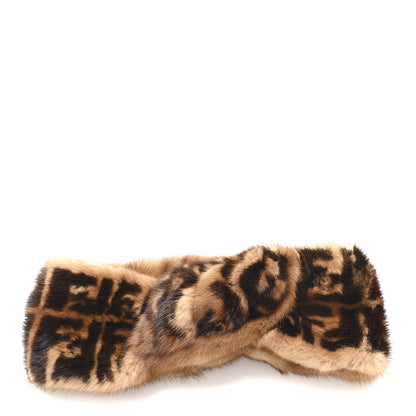 Fendi Mink Fur FF Logo Headband M Tobacco 1 of 6