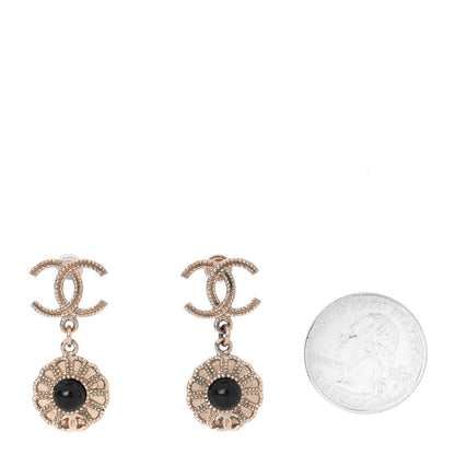 Chanel Bead Camelia CC Drop Earrings Gold Black 2 of 4