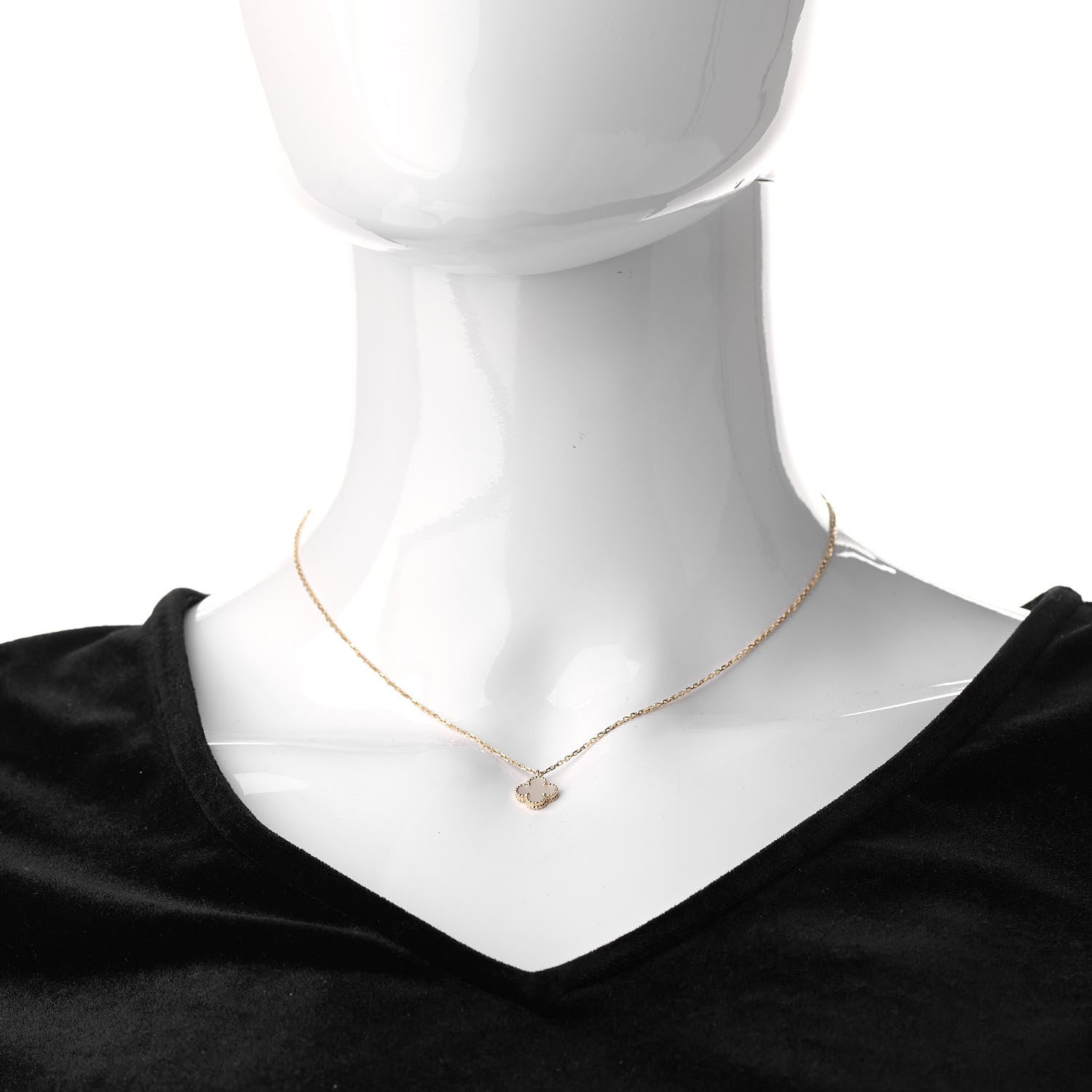 Van Cleef & Arpels 18K Yellow Gold Mother of Pearl Sweet Alhambra Pendant Necklace 2 of 7