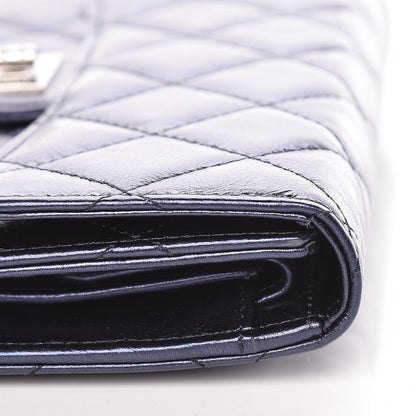 Chanel Metallic Aged Calfskin Quilted Reissue Long Flap Wallet Dark Navy Blue 11 of 14