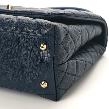 Chanel Caviar Lizard Embossed Quilted Small Coco Handle Flap Navy Blue 9 of 9
