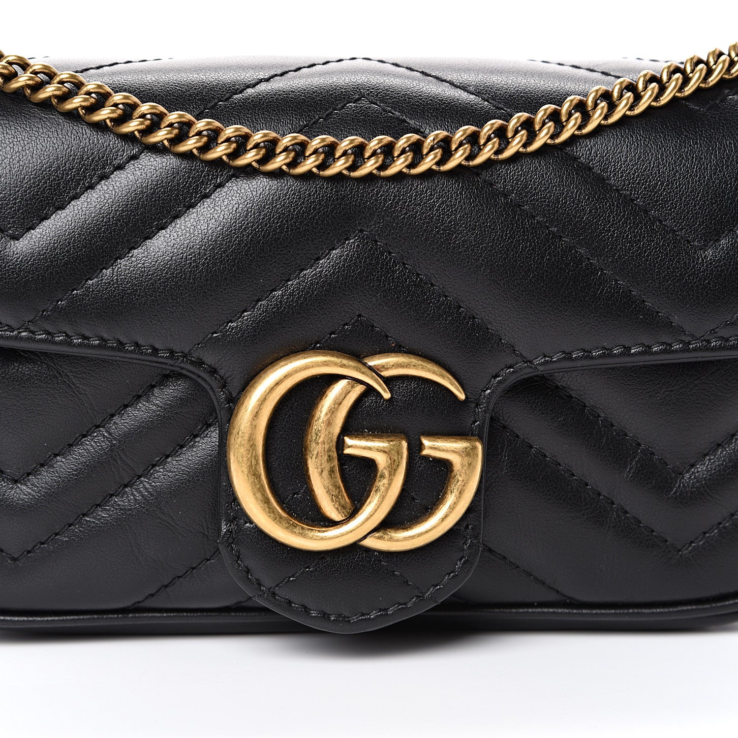 Gucci Calfskin Matelasse Super Mini GG Marmont Shoulder Bag Black 7 of 10