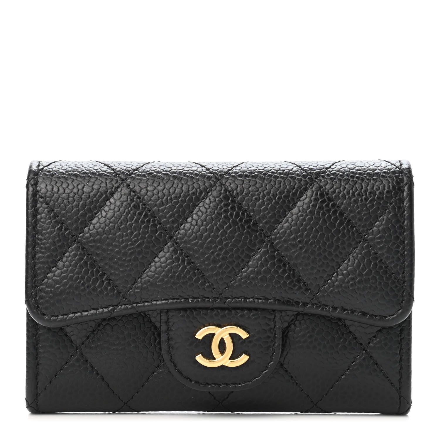 Chanel Caviar Quilted Flap Card Holder Wallet Black 1 of 4