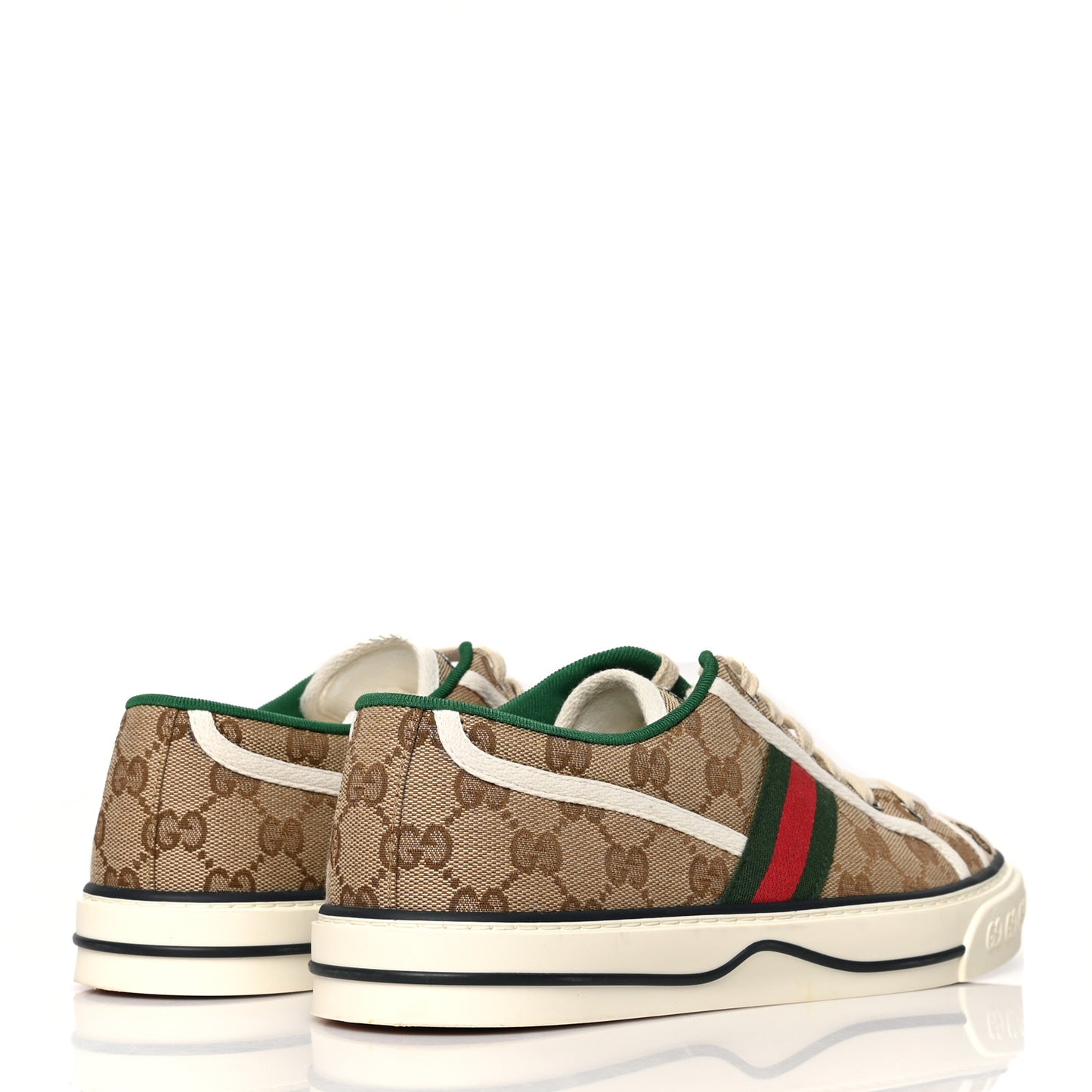 GG Monogram Web Mens 1977 Tennis Sneakers 8.5 Beige Ebony Mystic White