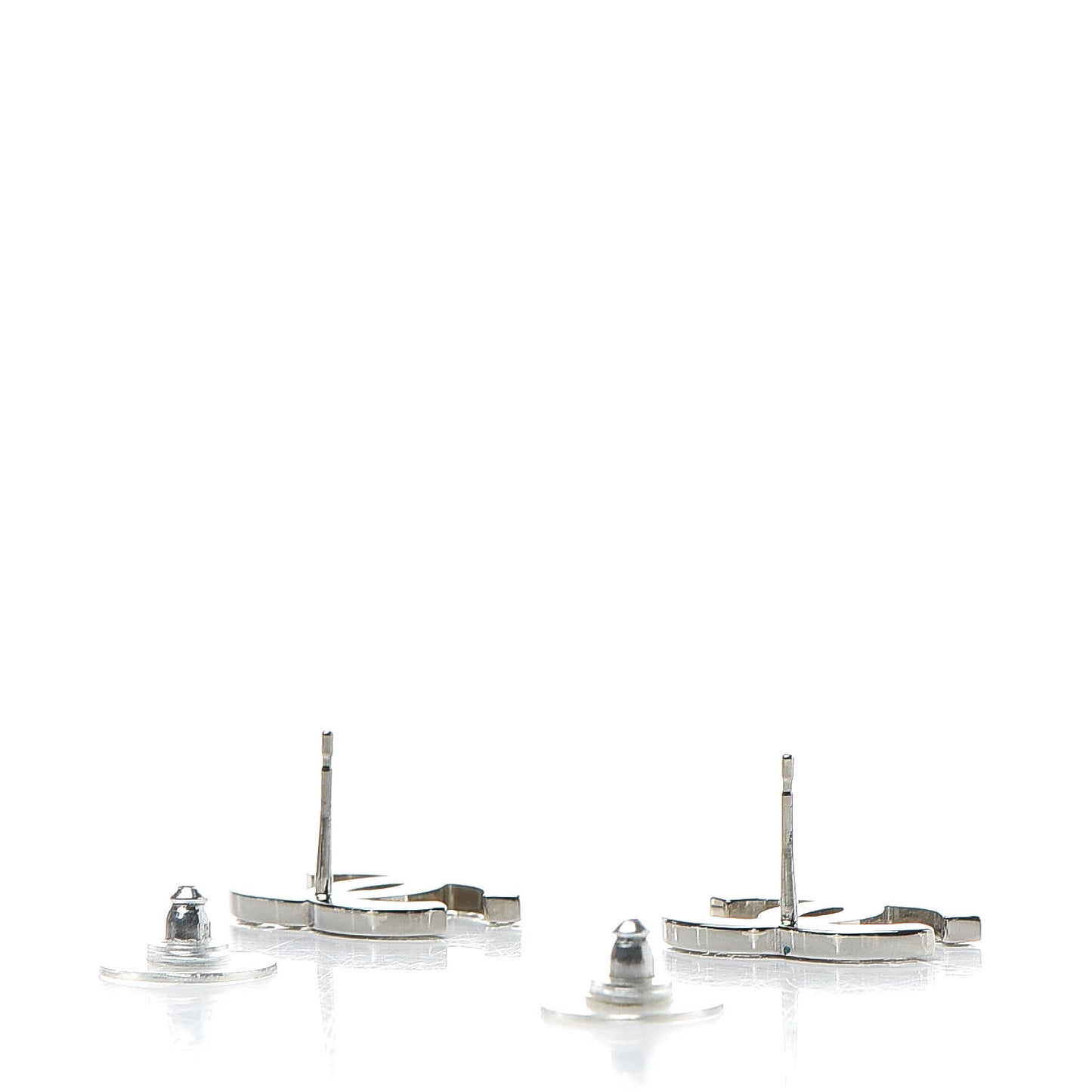 Baguette Crystal CC Earrings Silver