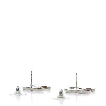 Chanel Baguette Crystal CC Earrings Silver 3 of 6