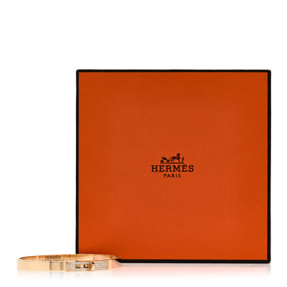 Hermes 18K Rose Gold Diamond PM Kelly Pave Bracelet LG 4 of 4