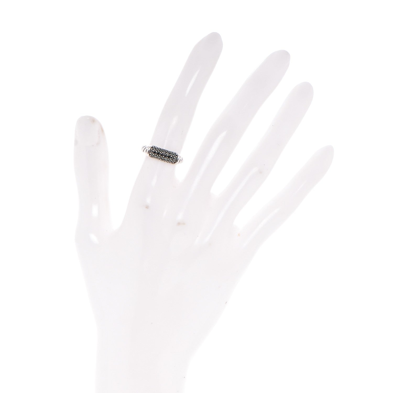 David Yurman Sterling Silver Black Diamond Cable Candy Metro Ring 5 2 of 5