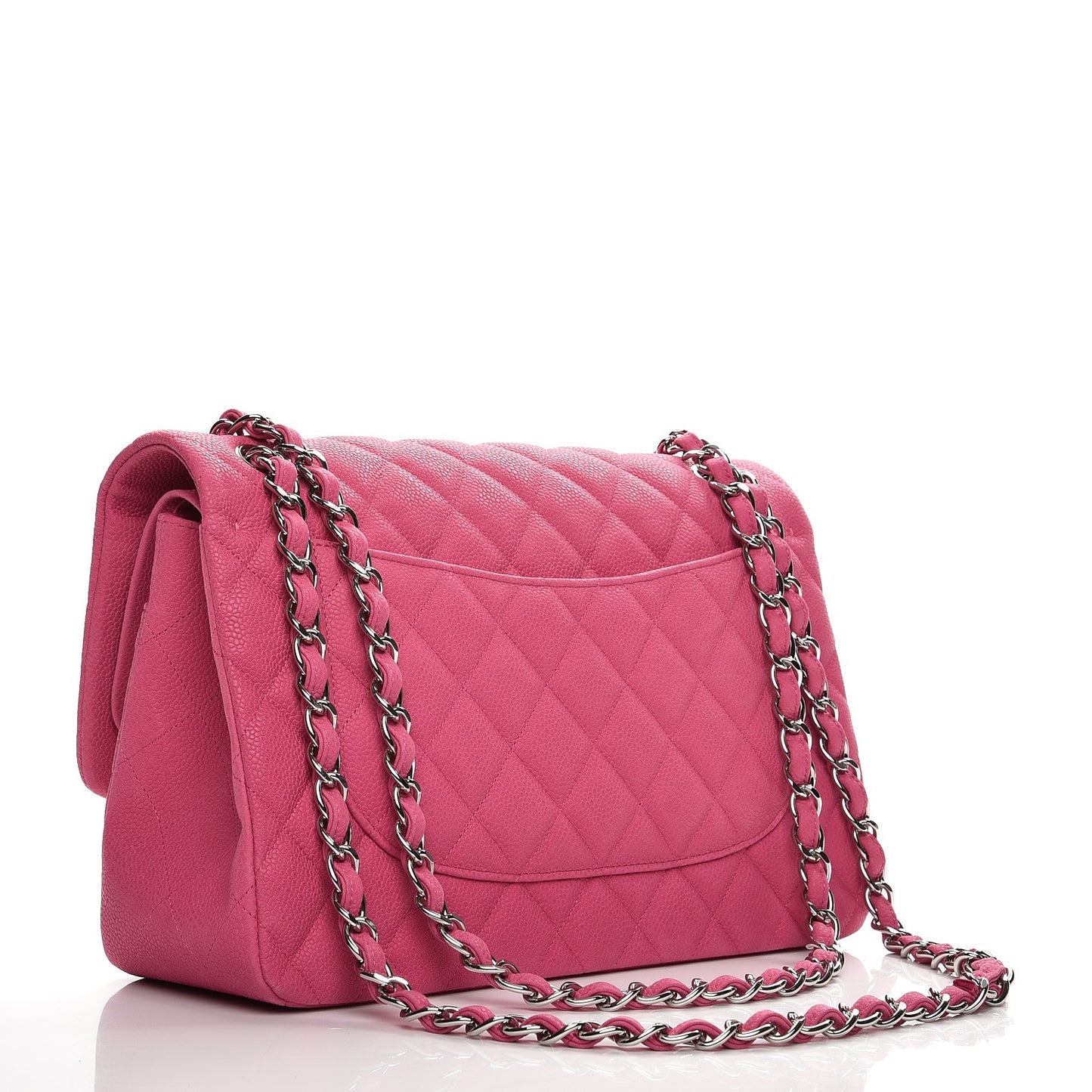 Iridescent Caviar Quilted Jumbo Double Flap Pink