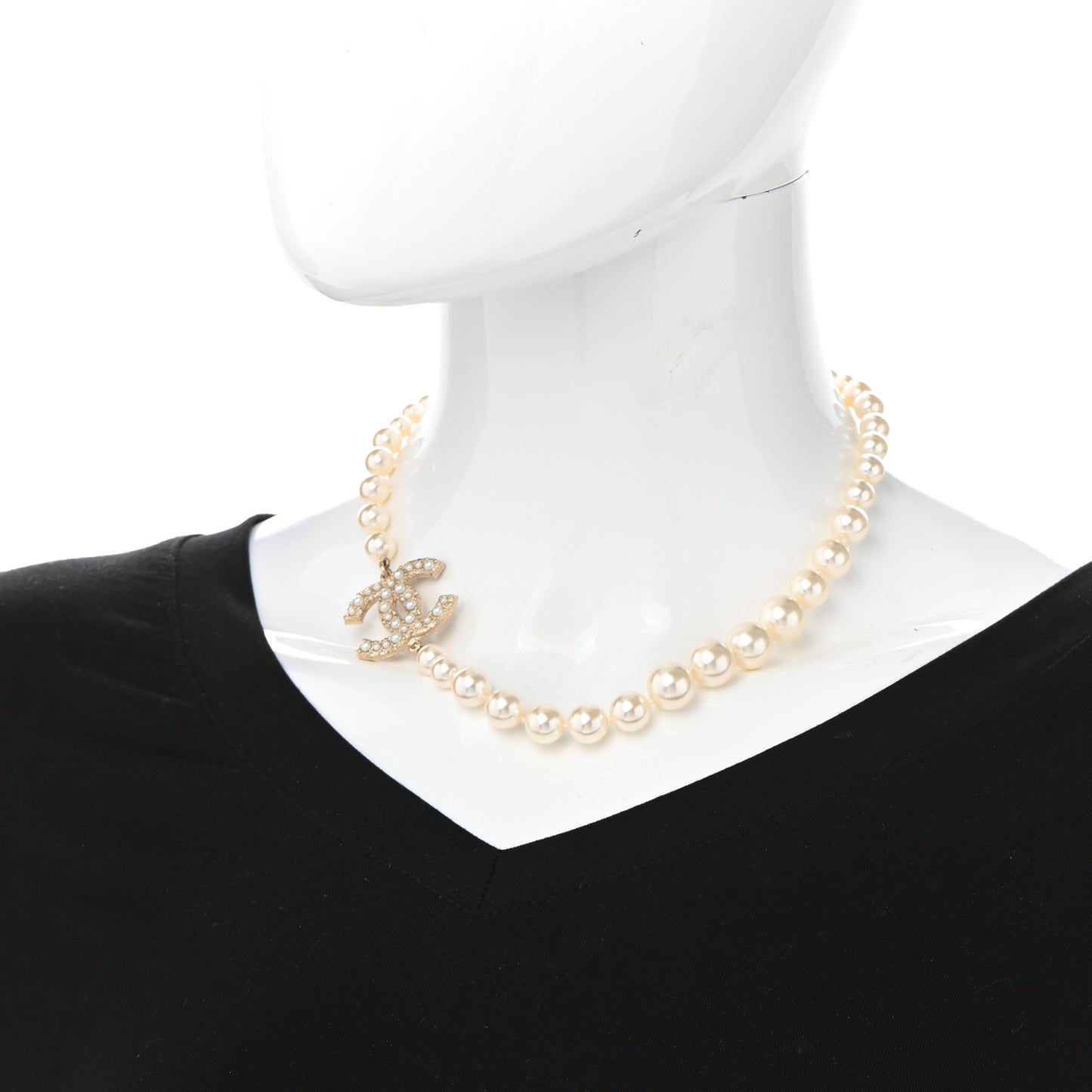 Pearl CC 100th Anniversary Necklace Light Gold