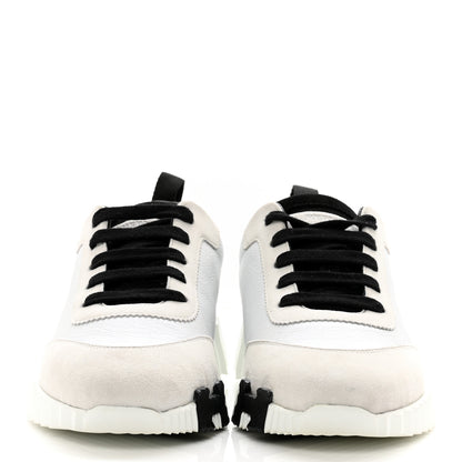 Hermes Goatskin Suede Goatskin Bouncing Sneakers 36 White Black 2 of 8