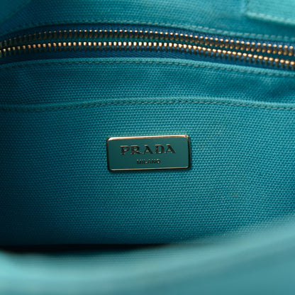 Prada Canapa Small Logo Tote Pavone 6 of 7