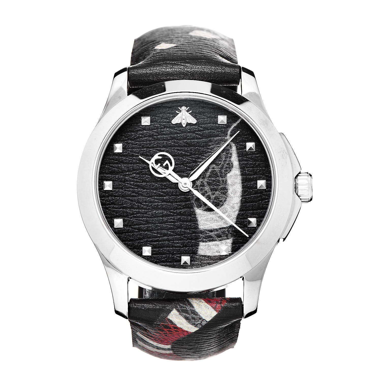 Gucci Stainless Steel Calfskin 38mm Le Marche Des Merveilles Snake Quartz Watch Black 1 of 8