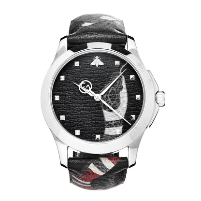 Gucci Stainless Steel Calfskin 38mm Le Marche Des Merveilles Snake Quartz Watch Black 1 of 8