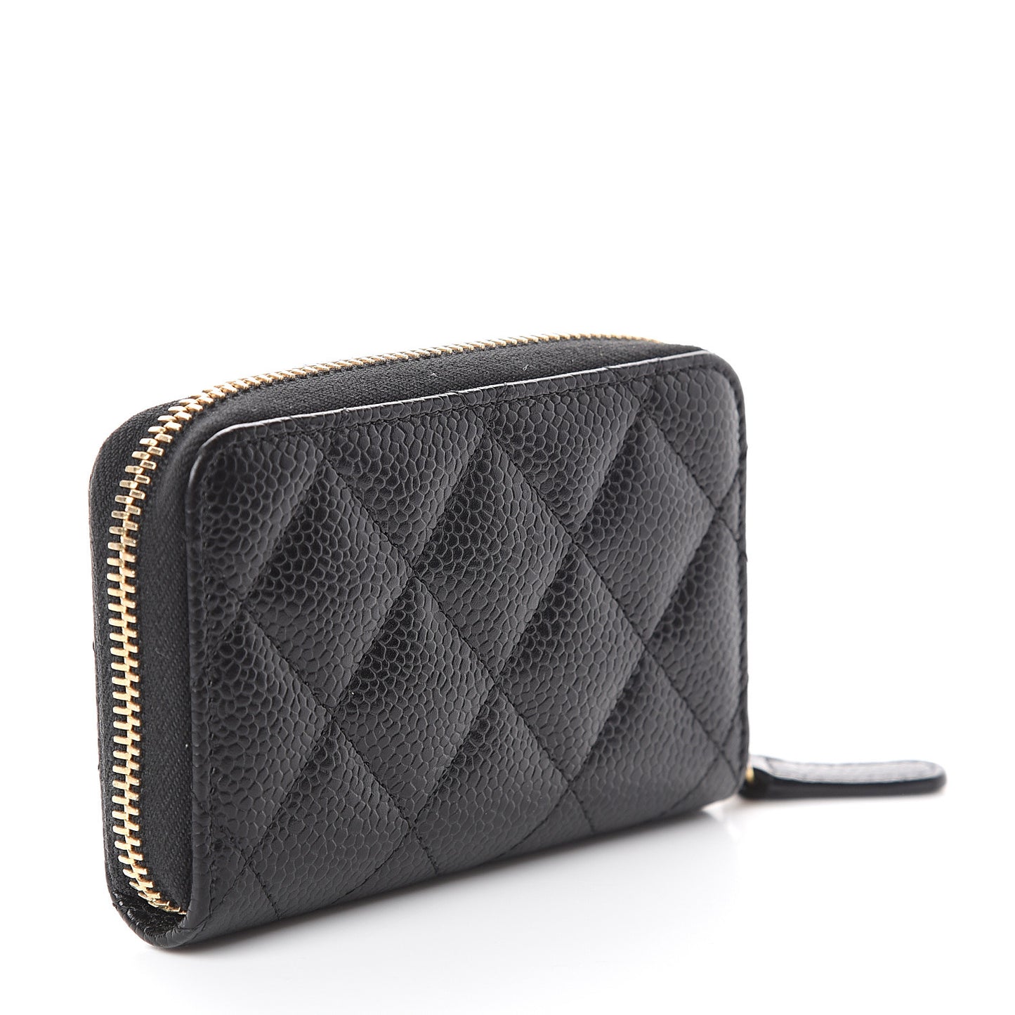 Caviar Quilted Zip Coin Purse Black