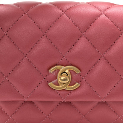 Chanel Metallic Calfskin Quilted Top Handle Flap Dark Pink 8 of 11