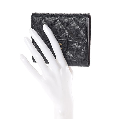 Chanel Caviar Quilted Compact Flap Wallet Black 2 of 9