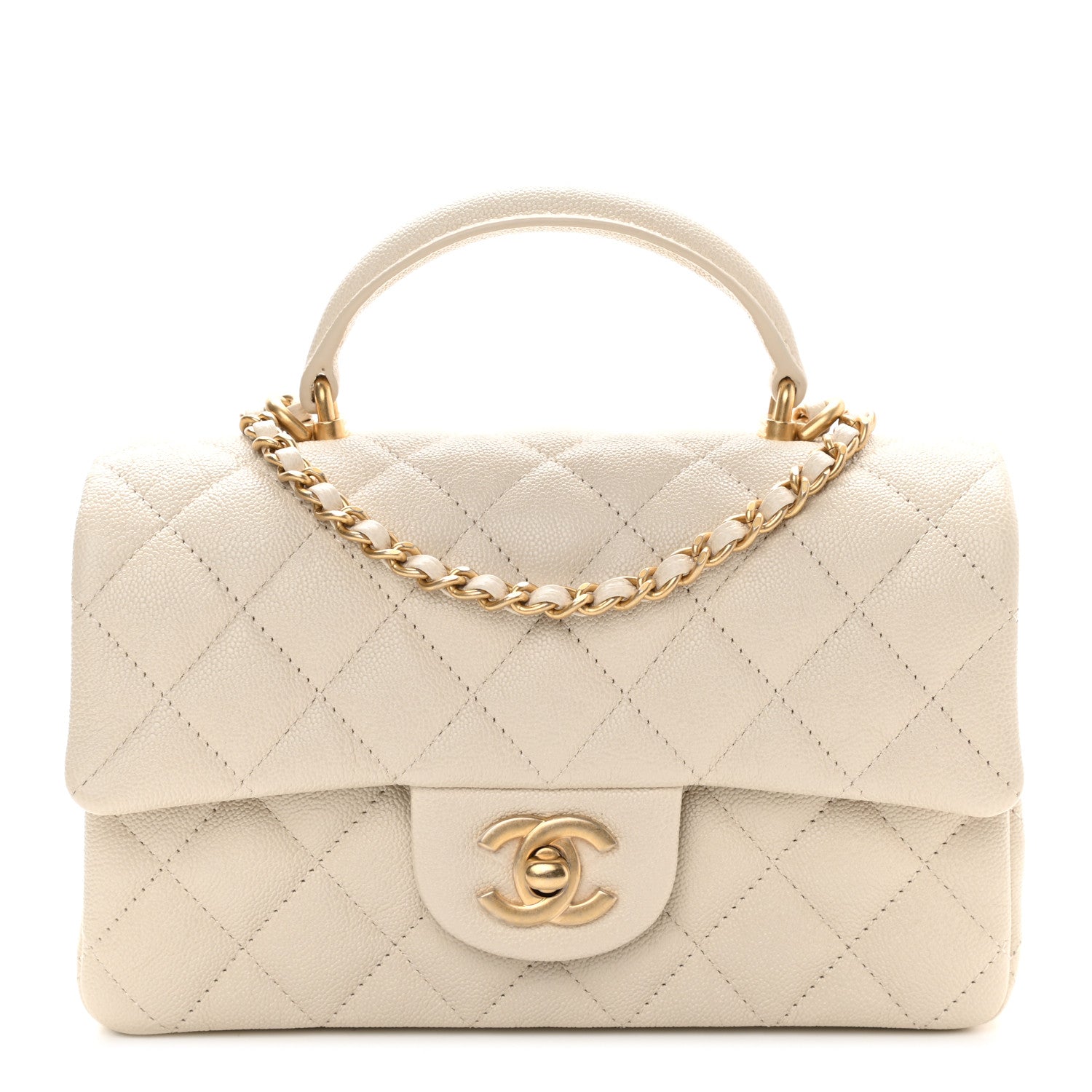 Chanel Caviar Quilted Mini Top Handle Rectangular Flap Beige 1 of 9