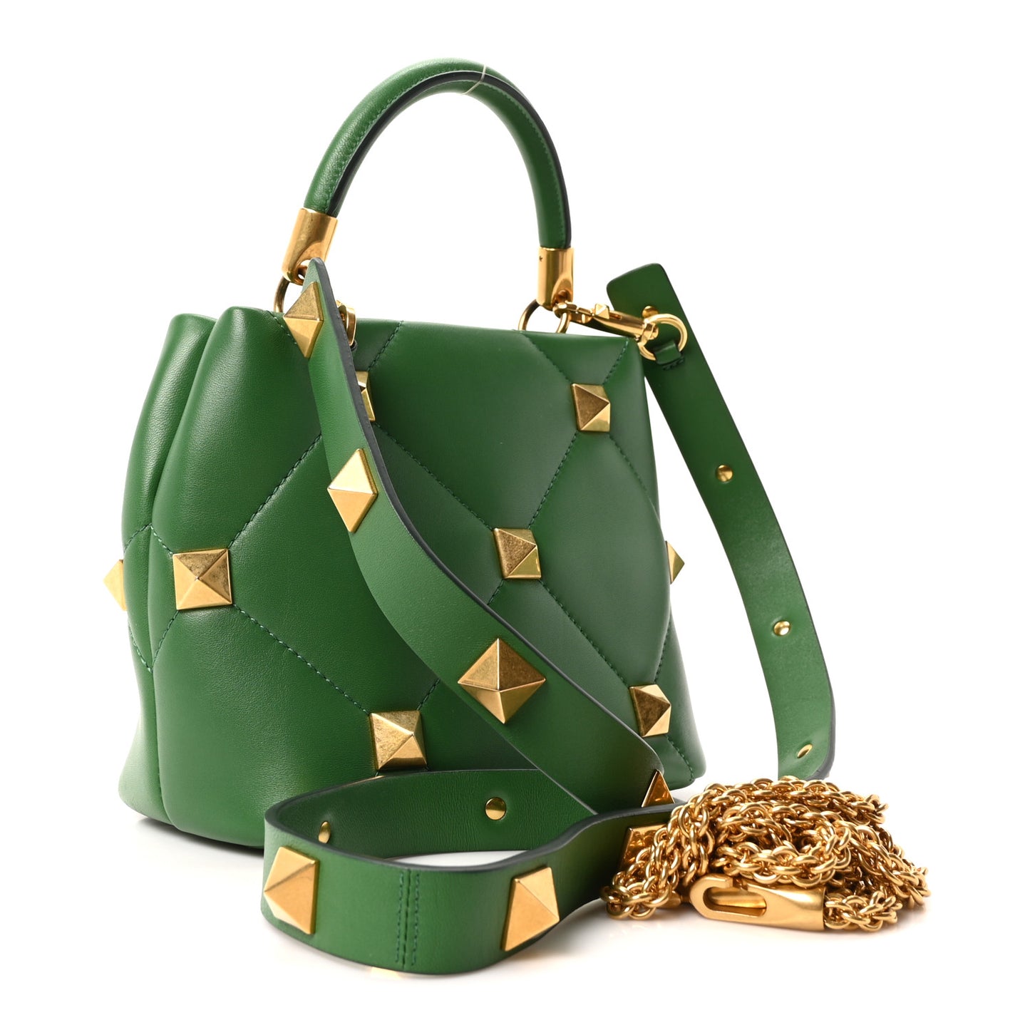 Nappa Small Roman Stud The Handle Bag Gea Green