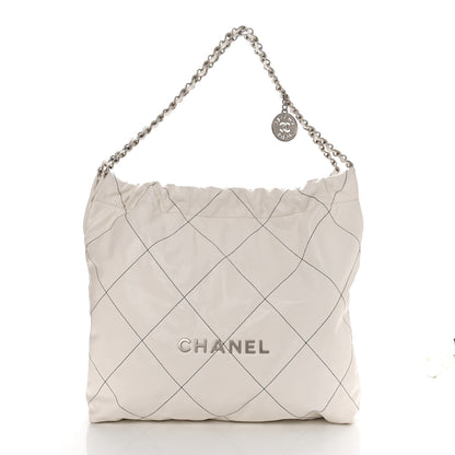 Chanel Shiny Calfskin Quilted Chanel 22 White Black 3 of 14