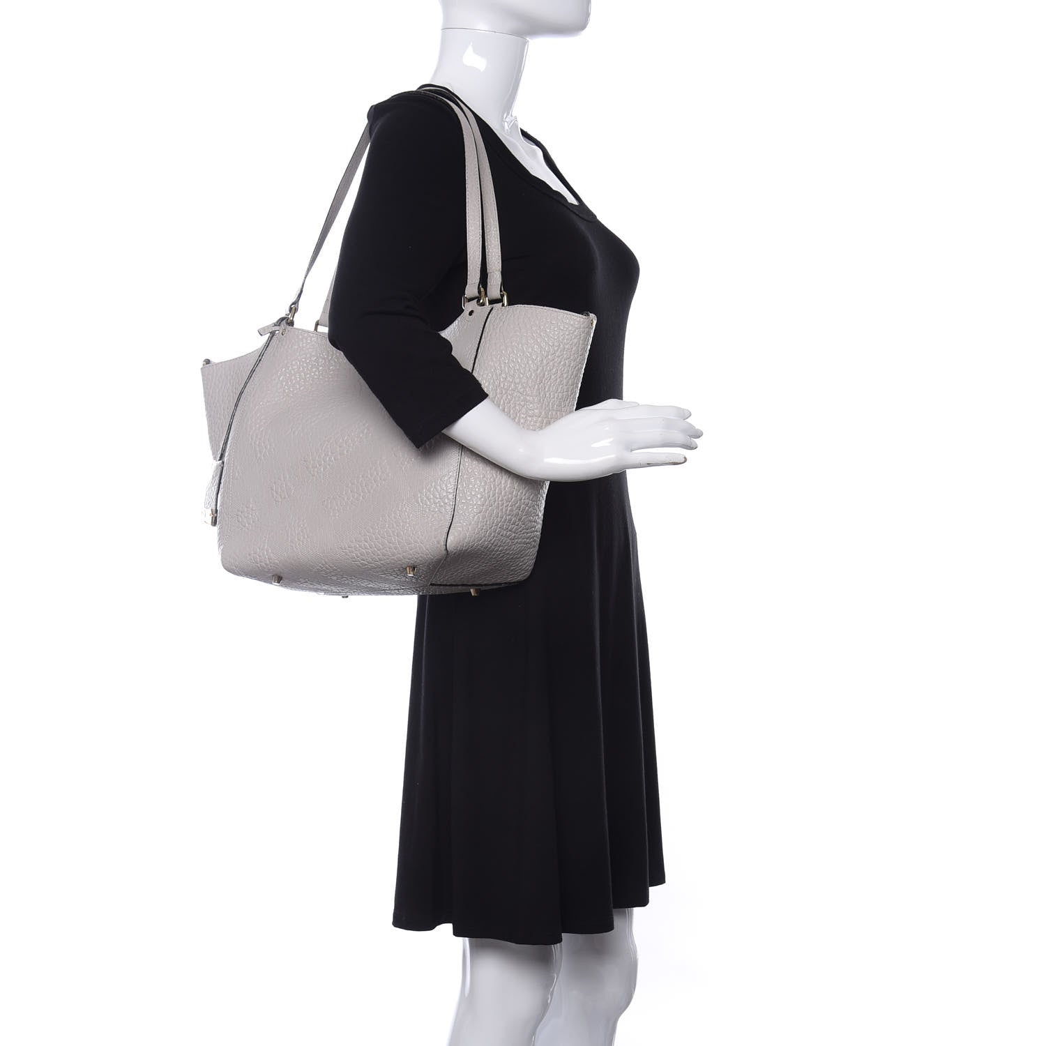 Burberry Signature Grain Calfskin Check Embossed Small Canterbury Tote Stone White 2 of 12