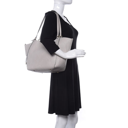 Burberry Signature Grain Calfskin Check Embossed Small Canterbury Tote Stone White 2 of 12