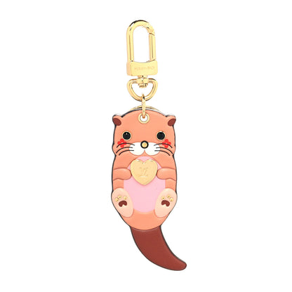Louis Vuitton Calfskin Monogram LV Animals Otter Bag Charm Key Holder Pink 1 of 3
