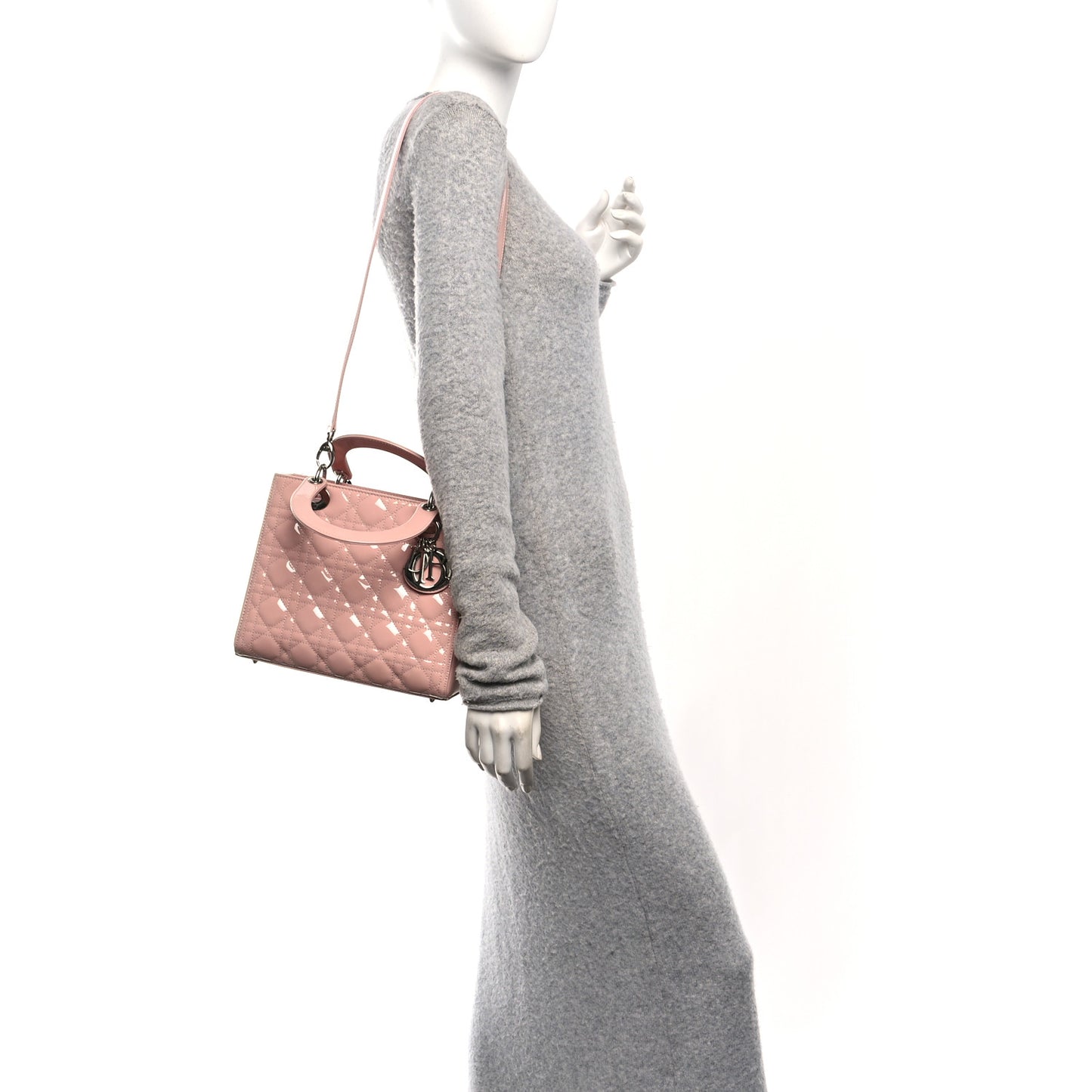 Patent Cannage Medium Lady Dior Light Pink