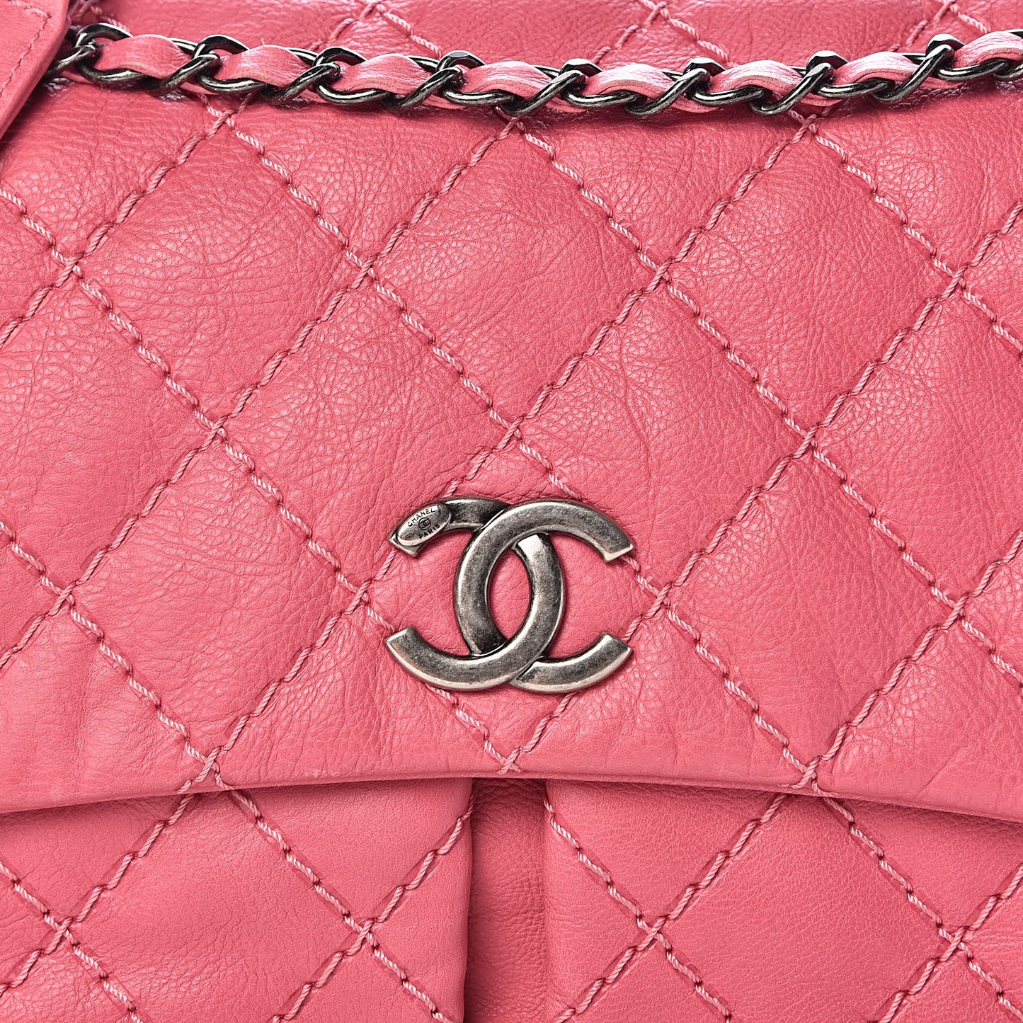 Calfskin Ultimate Stitch Flap Pink