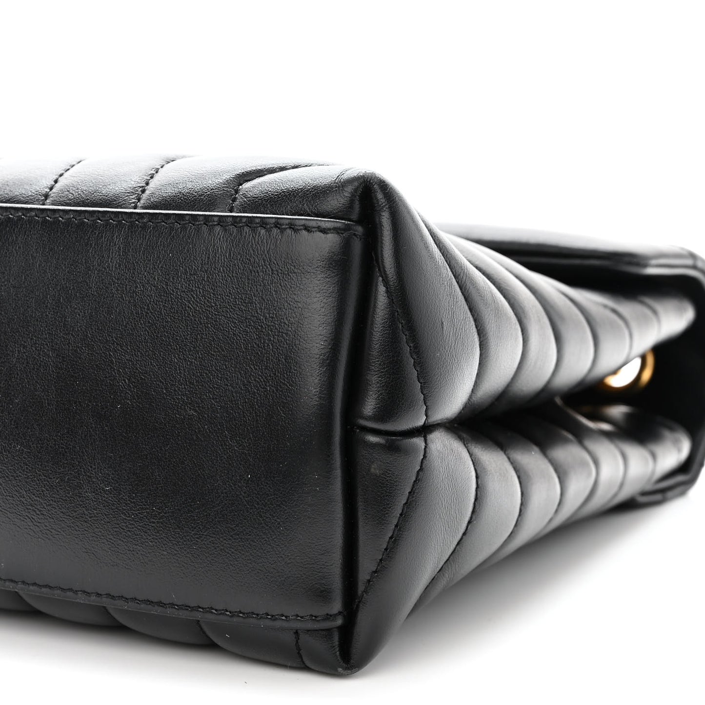 Calfskin Y Quilted Monogram Medium Loulou Chain Satchel Black