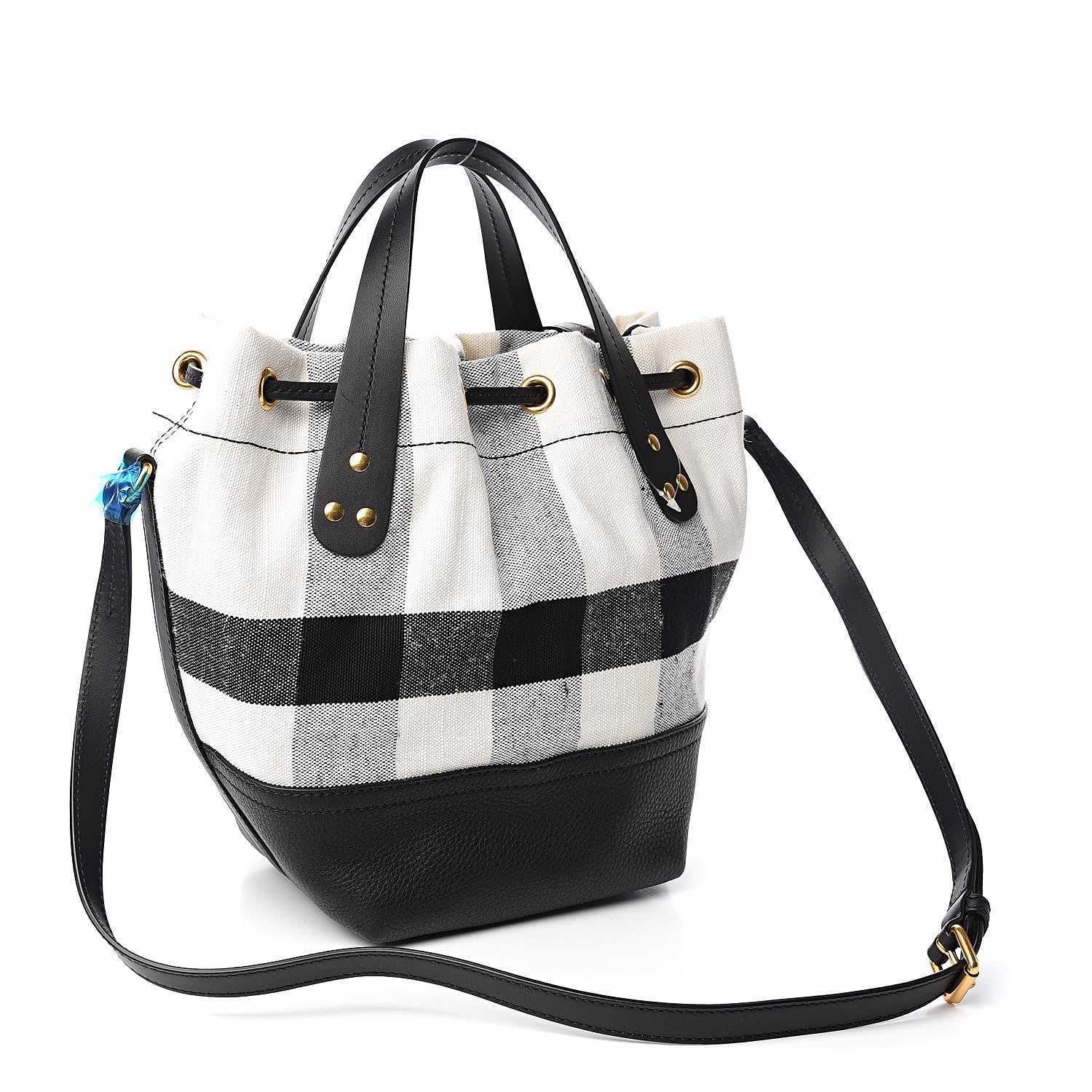Burberry Grainy Calfskin House Check Canvas Small Heston Crossbody White Black 4 of 12
