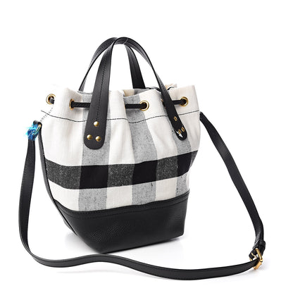 Burberry Grainy Calfskin House Check Canvas Small Heston Crossbody White Black 4 of 12