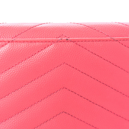 Saint Laurent Grain De Poudre Matelasse Chevron Small Monogram Envelope Wallet Rose Clair 16 of 16
