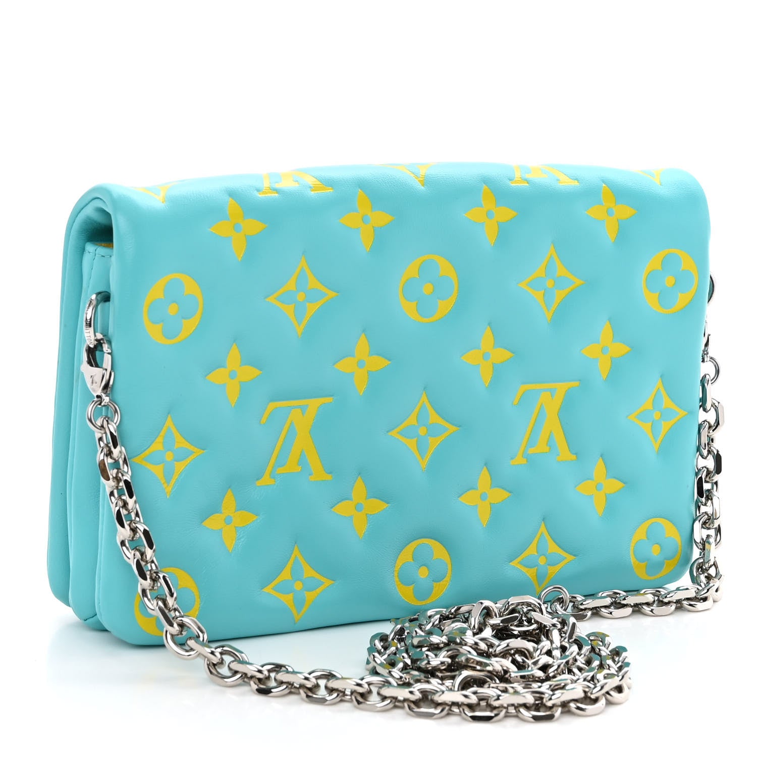 Louis Vuitton Lambskin Embossed Monogram Vuittamins Pochette Coussin Menthe Jaune 3 of 11