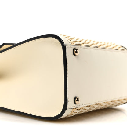 Valentino Garavani Wicker Calfskin Small VSling Top Handle Bag Natural White 8 of 9