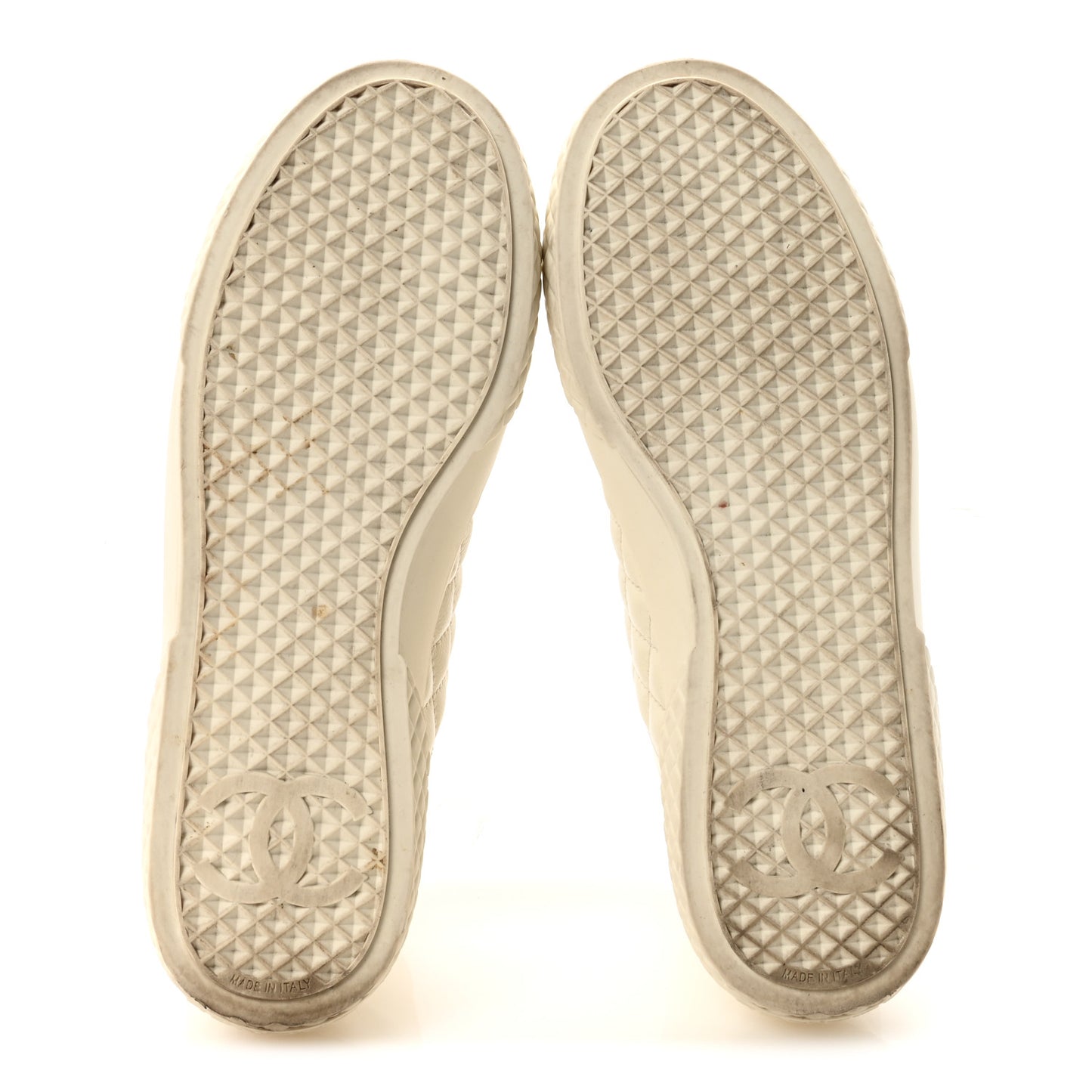 Calfskin High Top CC Sneakers 40 Ivory Black