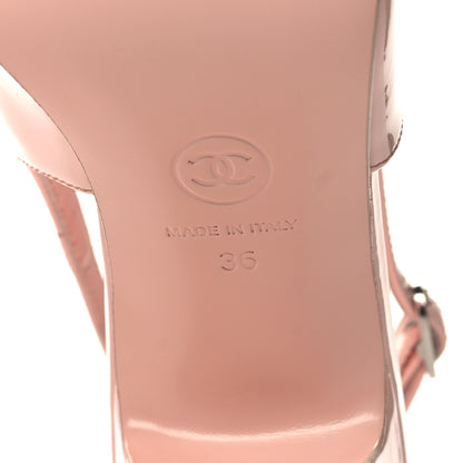 Chanel Patent Calfskin Cap Toe CC Slingback Pumps 36 Light Pink 7 of 9