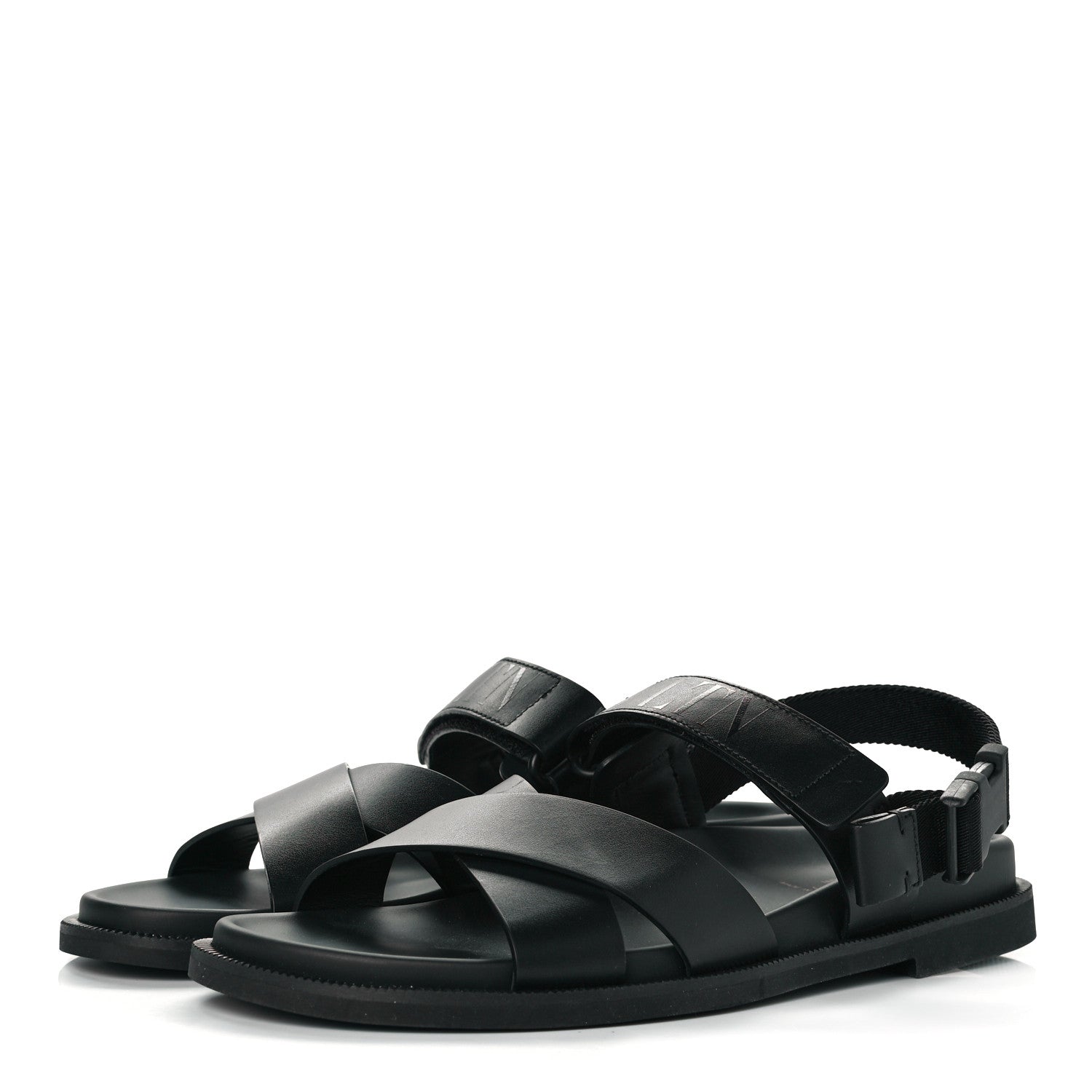 Valentino Garavani Calfskin Mens Logo Sandals 45 Black 2 of 9