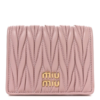 Miu Miu Nappa Matelasse Bi-Fold Compact Wallet Alabaster 1 of 6