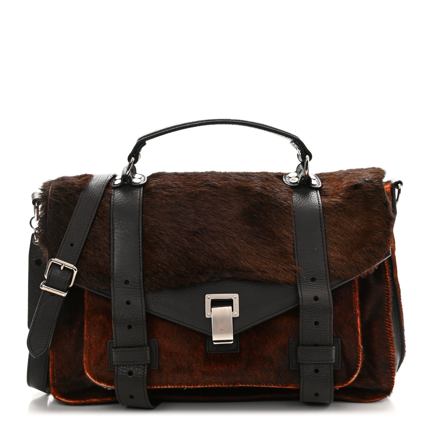Calf Hair Leather PS1 Medium Satchel Chocolate