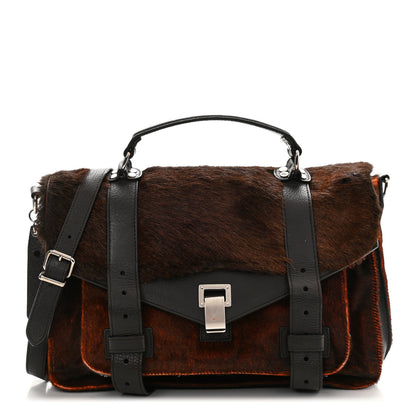 Proenza Schouler Calf Hair Leather PS1 Medium Satchel Chocolate 1 of 12